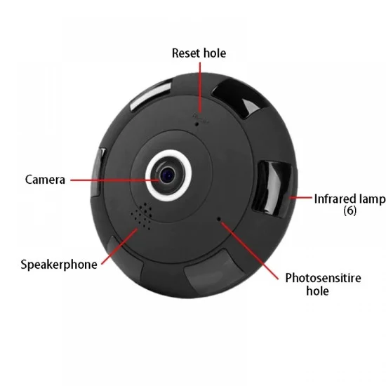 Camera WIFI panoramique 360° 960P (support carte SD 64Go) - BT